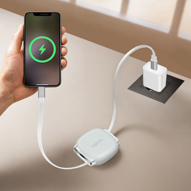 USB 2.0 Kabel, USB-C - USB-C Stecker, ausziehbar fra LogiLink – produktbillede