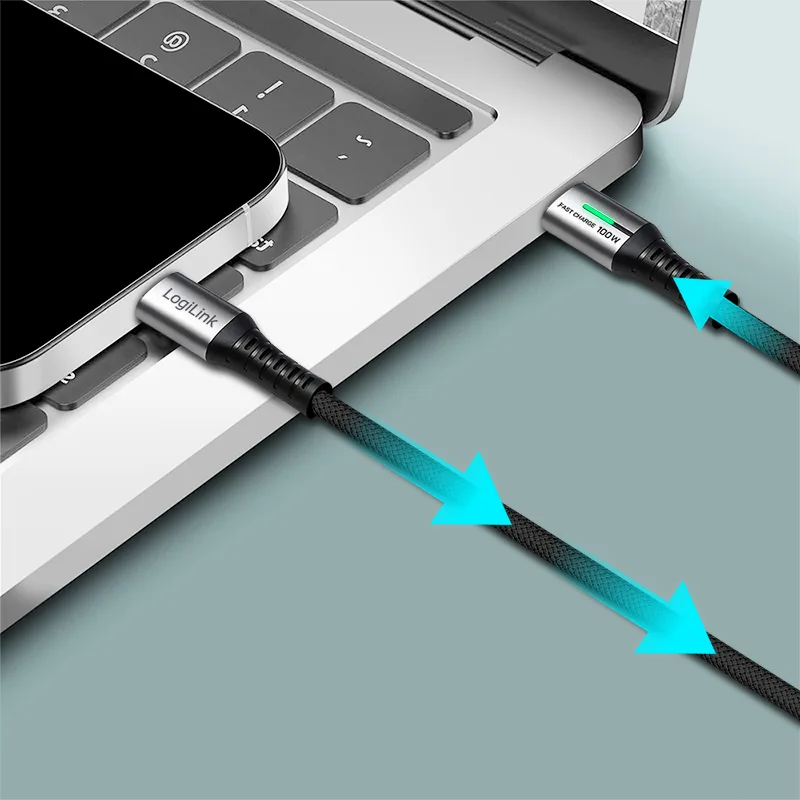 USB 3.2 Kabel mit LED, USB-C - USB-C Stecker, 0,5 m fra LogiLink – produktbillede