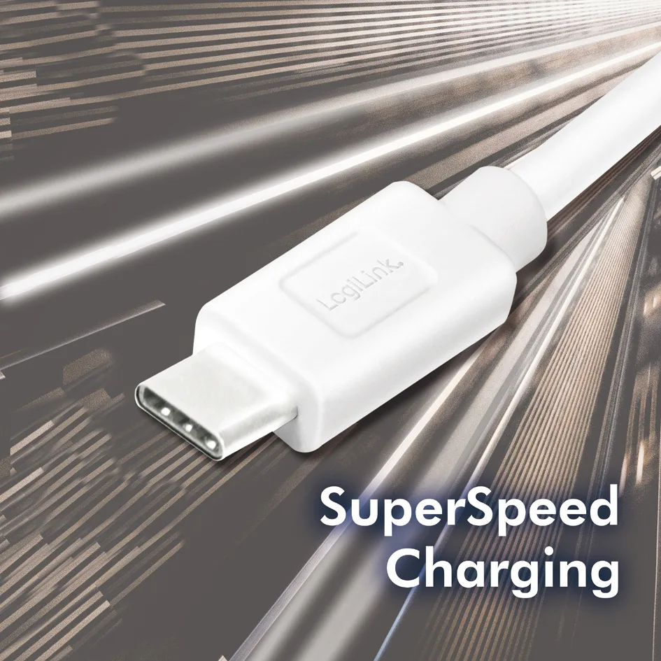USB 3.2 Kabel, USB-A - USB-C Stecker, 0,15 m, weiß från LogiLink – produktbild