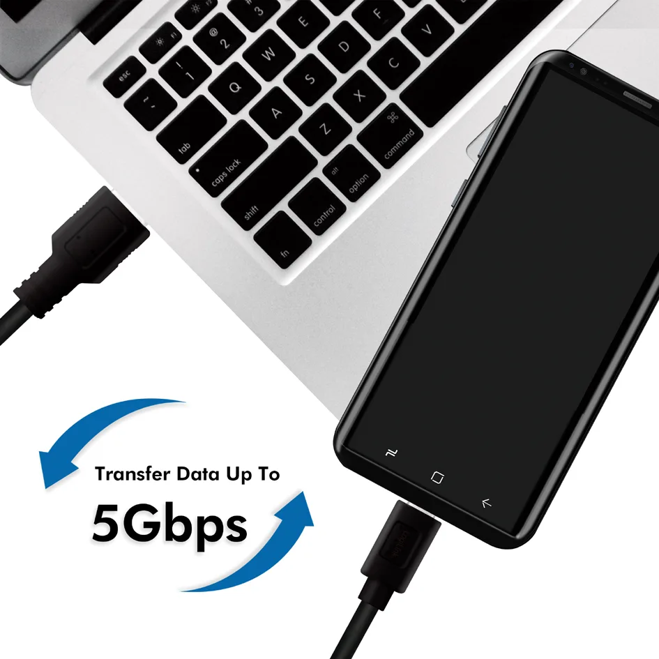 USB-kabel USB 3.2 Gen1 USB-A-hanstik, USB-C® stik 0.50 m Sort CU0167 fra LogiLink – produktbillede