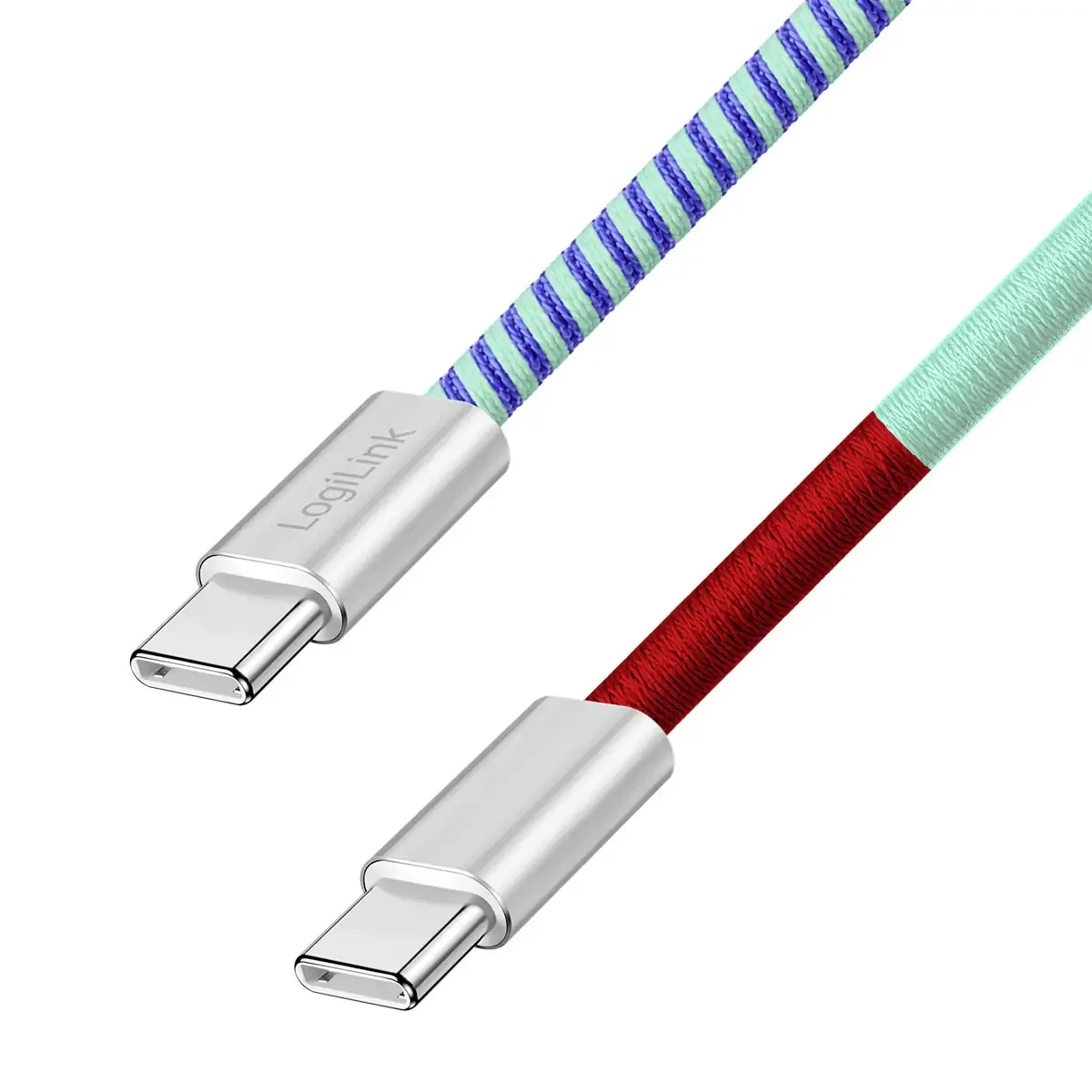 USB-C® Kabel USB 2.0 USB-C® Stecker 1.00 m Blau, Rot, Türkis CU0480 från LogiLink – produktbild