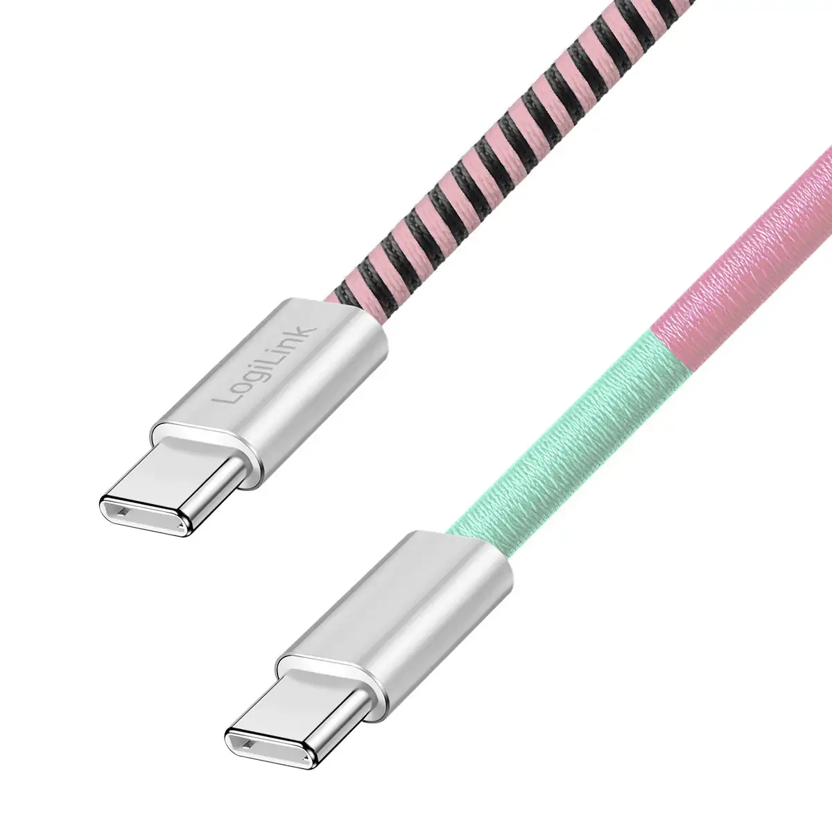 USB-C® Kabel USB 2.0 USB-C® Stecker 1.00 m Türkis, Pink, Schwarz CU0481 från LogiLink – produktbild