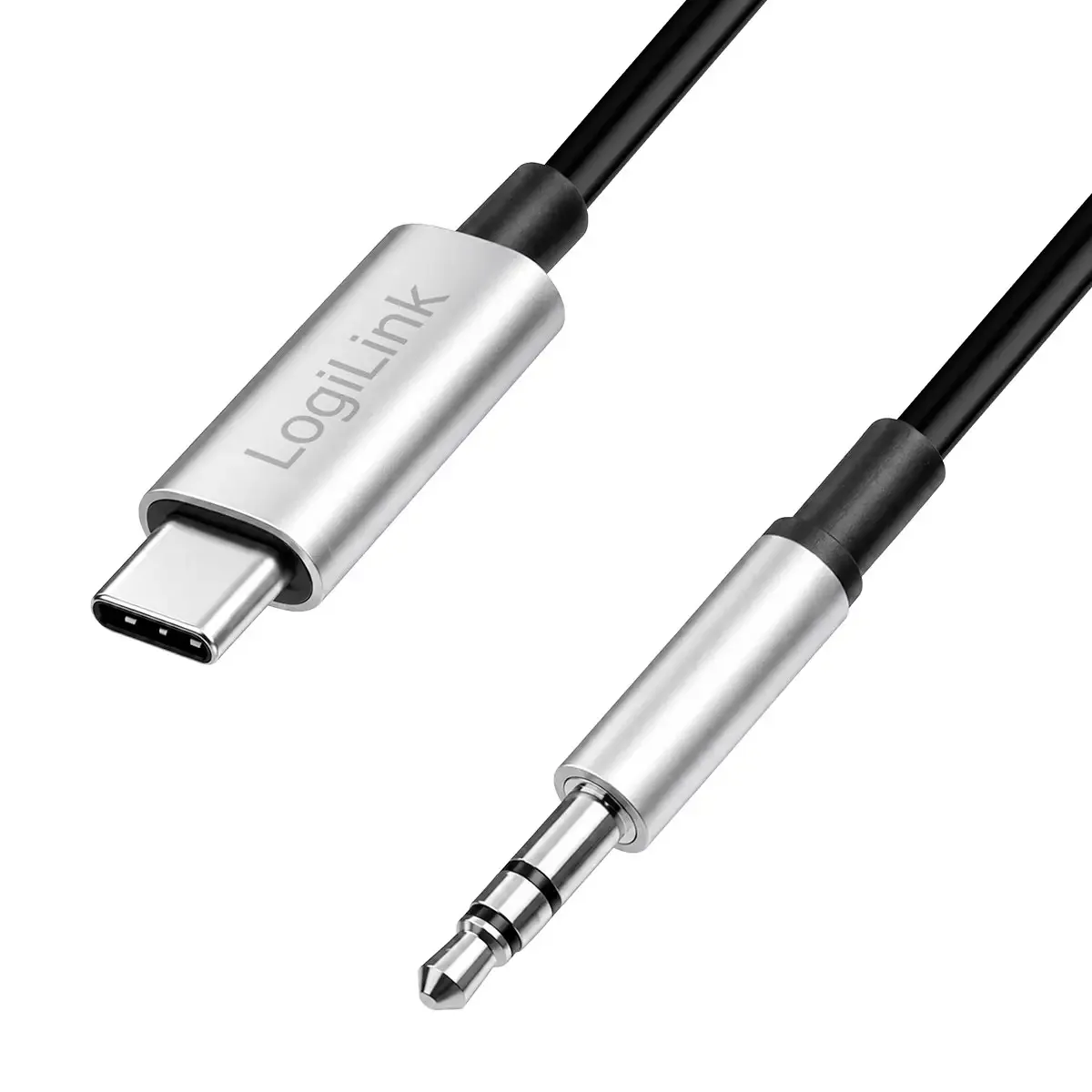 USB-C® Kabel USB 2.0 USB-C® Stecker, Klinkenstecker 3,5 mm 2.00 m Schwarz, Silber CUA0151 by LogiLink – product photo