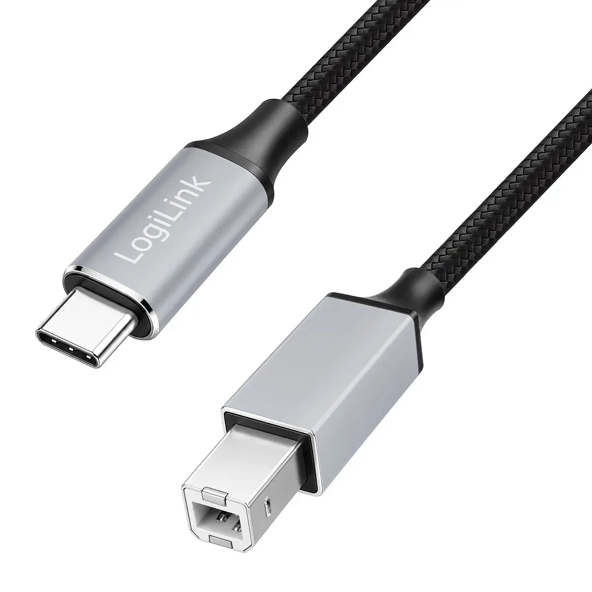 USB-C® Kabel USB 2.0 USB-C® Stecker, USB-B Stecker 3.00 m Schwarz CU0516 fra LogiLink – produktbillede
