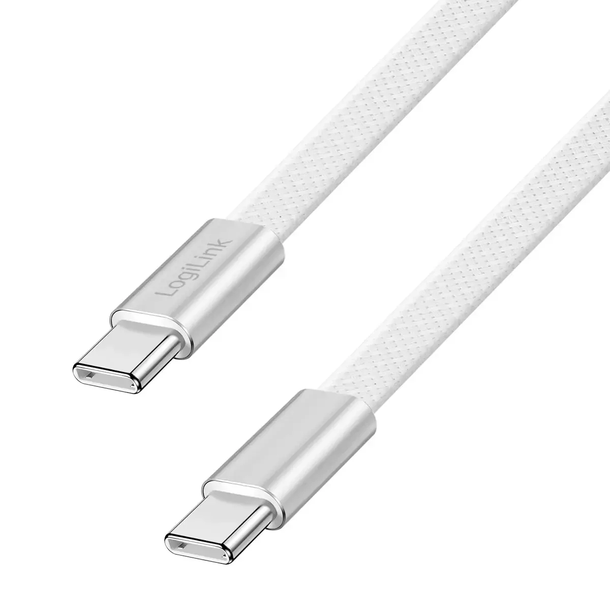 USB-C kabel USB 2.0 USB-C® stik 1 m Dobbeltsidet stik, Flad variant CU0445 fra LogiLink i Hvid – produktbillede