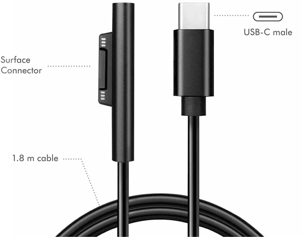 USB-C naar Microsoft Surface oplaadkabel 1,8m de LogiLink en Noir – photo produit