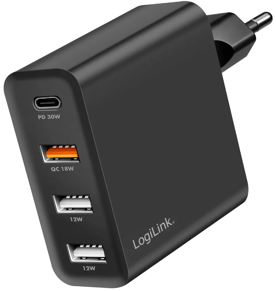USB-Steckdosenadapter, 3x USB-A (QC), 1x USB-C von LogiLink – Produktfoto