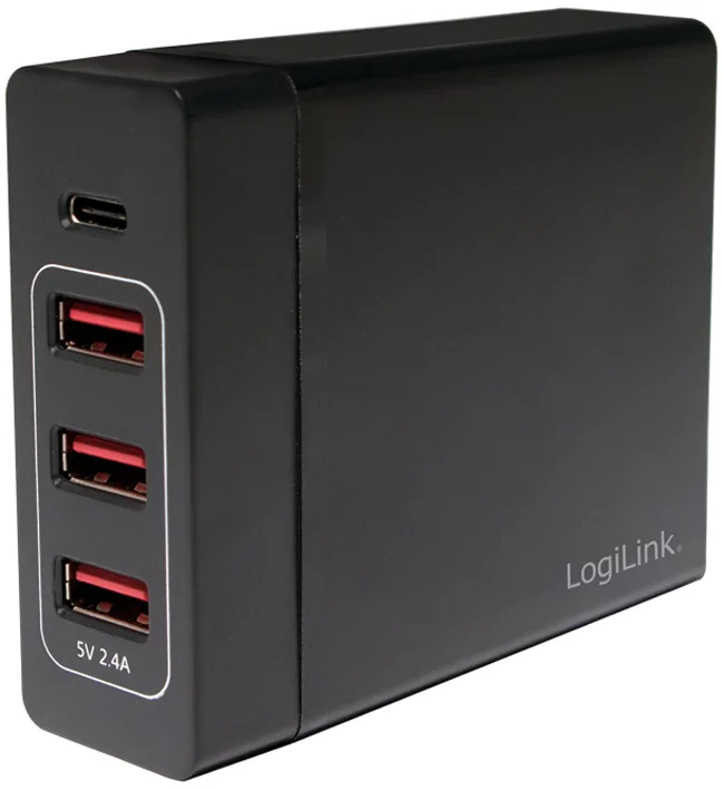 USB-Tisch-Ladegerät, 4-Port, 60 Watt, schwarz från LogiLink – produktbild