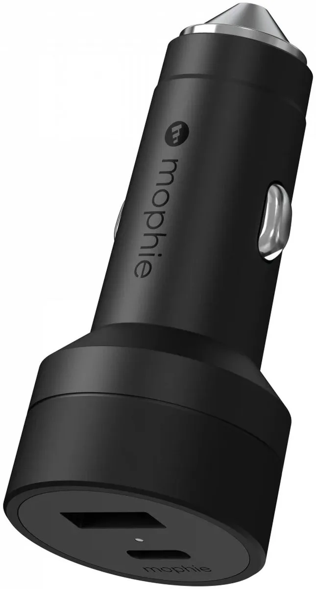 Fast Charge - Auto Snellader - 42W - USB-C + USB-A Power Delivery (PD) - Quick Charge by mophie in Black – product photo