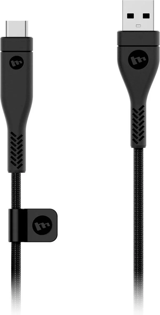 PRO USB-kabel 2 m USB A USB C braided - Extra sterke USB-C kabel by mophie in Black – product photo