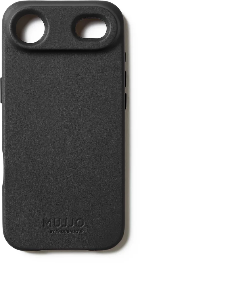 Volledig Lederen Hoesje iPhone Air – 1mm Verhoogde Leren Rand voor Schermbeveiliging – Unieke Patina over Tijd – Fijnkorrelig Kalfsleer uit Denemarken by Mujjo in Black – product photo