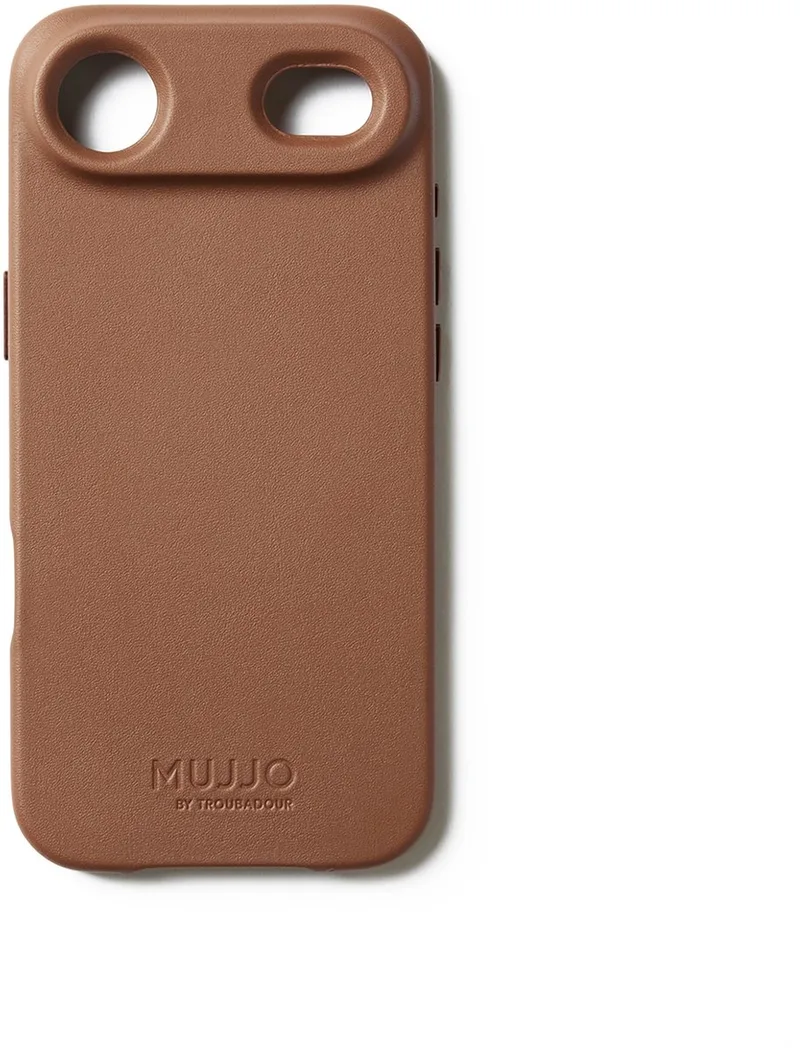 Volledig Lederen Hoesje iPhone Air – 1mm Verhoogde Leren Rand voor Schermbeveiliging – Unieke Patina over Tijd – Fijnkorrelig Kalfsleer uit Denemarken by Mujjo in Brown – product photo