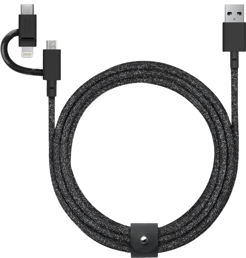 Belt Cable Universeel (Usb-A - Usb-C, Micro Usb, Lightning) 2M, Cosmos by Native Union in Transparent – product photo