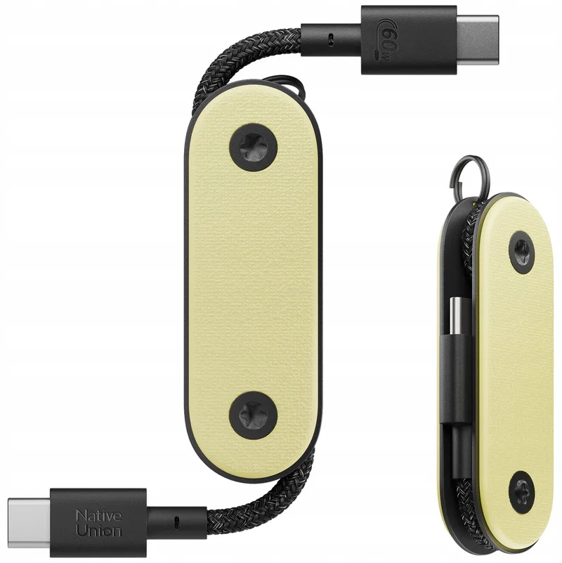 Pocket Cable USB-C naar USB-C 60W 17cm - Geel från Native Union – produktbild