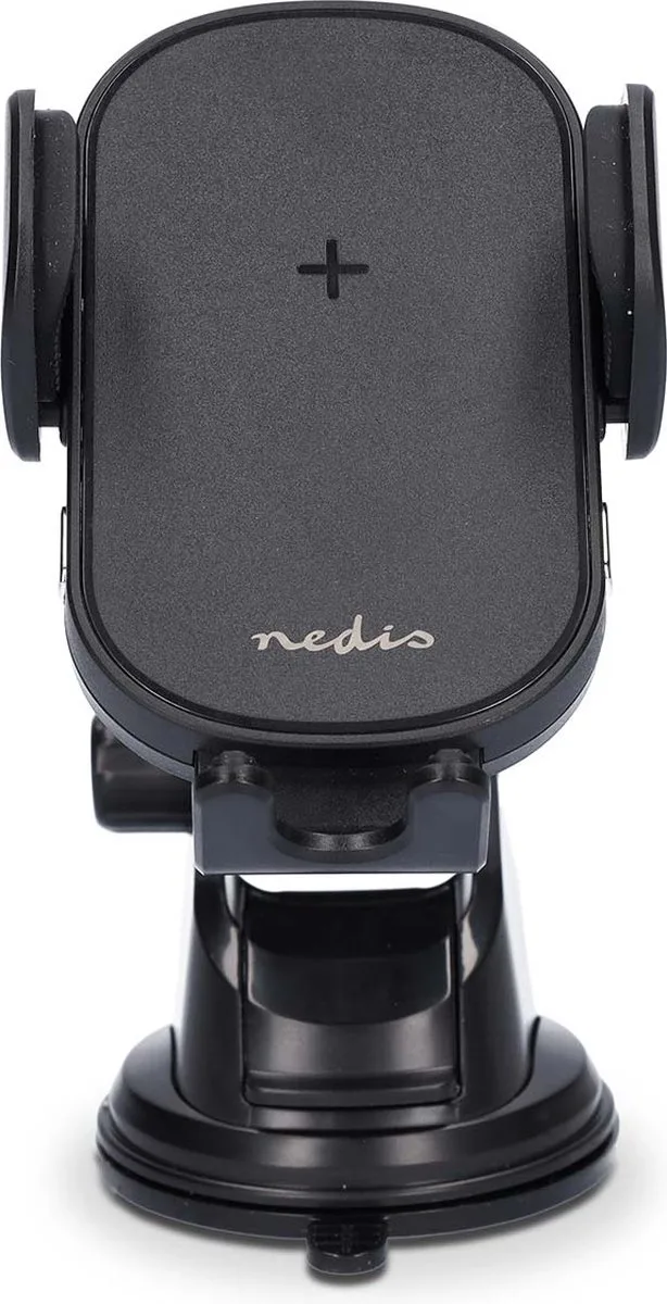 Draadloze Autolader - 7.5 / 10 / 15 W - 1.5 / 1.67 / 2.0 A - 1.00 m - USB Type-C - Inclusief kabel van Nedis in Zwart – productfoto