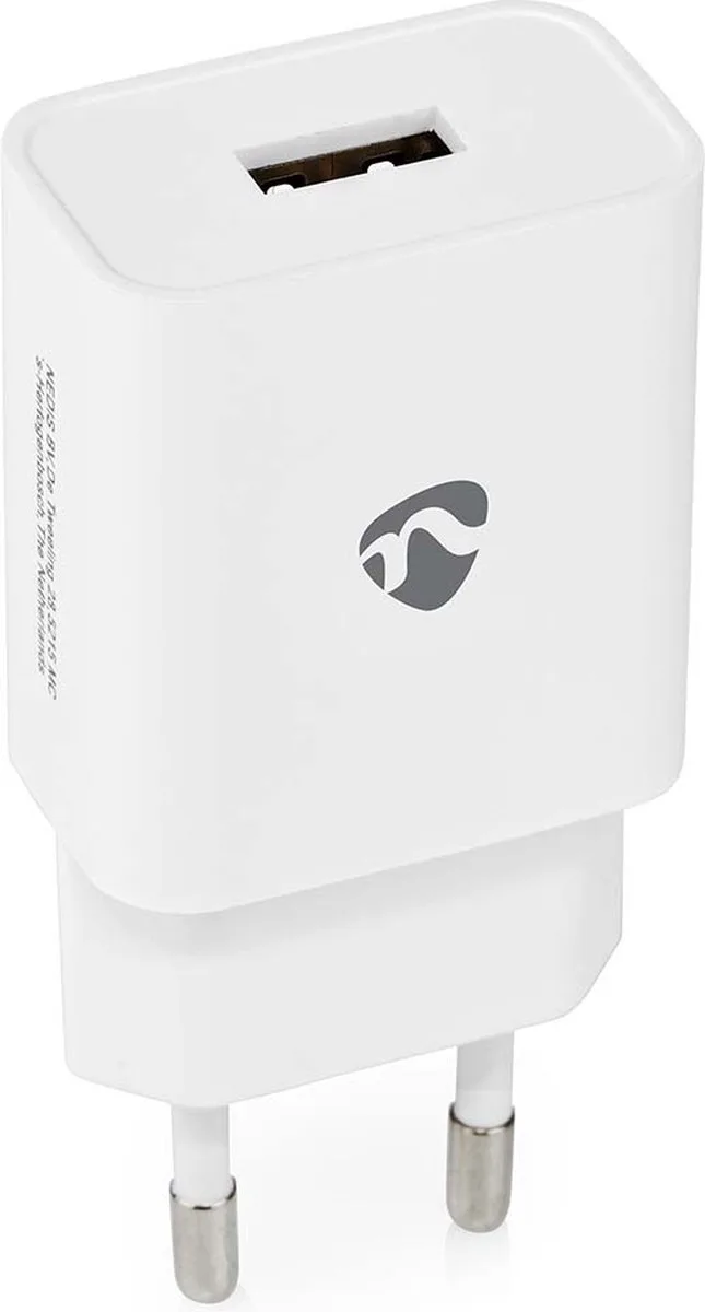 Oplader - 12 W - 1x 2.4 A - Outputs: 1 - USB-A - Geen Kabel Inbegrepen - Single Voltage Output by Nedis in White – product photo