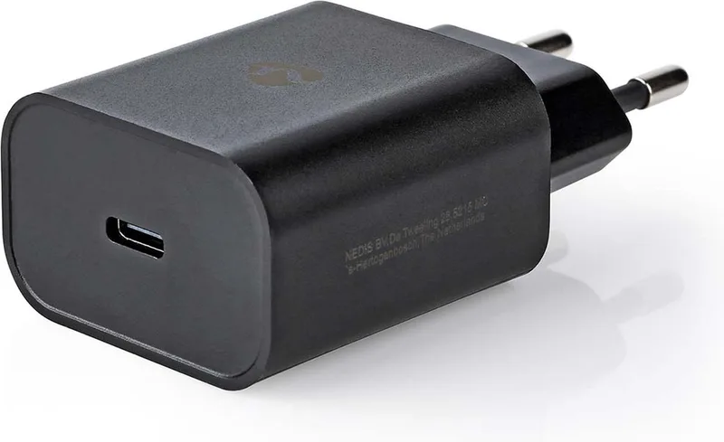 Oplader - 30 W - PD3.0 27W / PD3.0 30W / QC3.0 - 1.5 / 2.0 / 2.5 / 3.0 A - Outputs: 1 - USB-C - Automatische Voltage Selectie från Nedis i Svart – produktbild