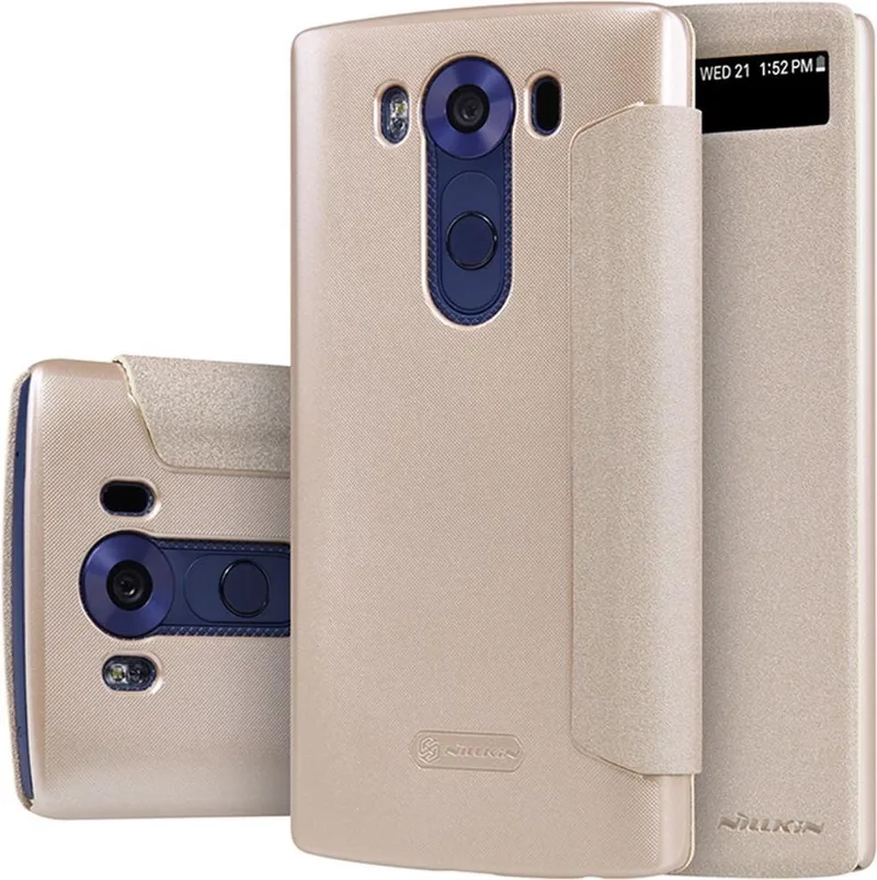 New Leather Case LG V10 van Nillkin in Goud – productfoto