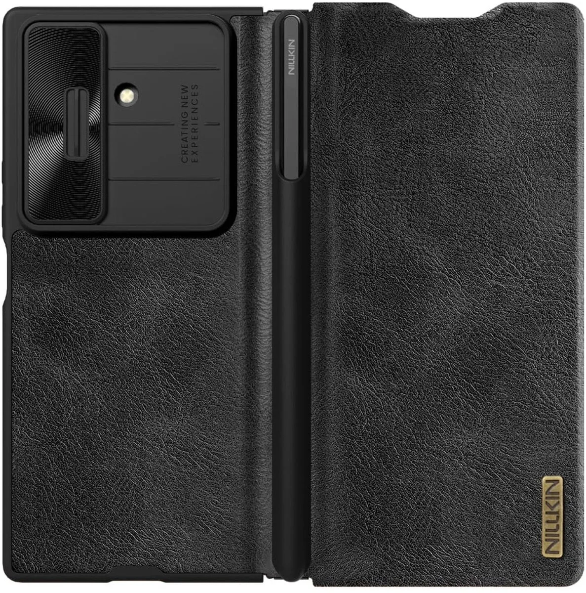 Qin Pro Case Voor Samsung Galaxy Z Fold 7 Met Ruimte Voor S Pen van Nillkin in Zwart – productfoto