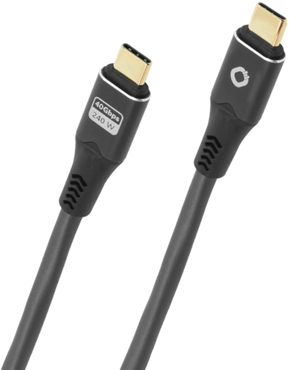 D1C9369 USB-C-kabel USB-C stekker 2 m Afscherming gevlochten, 8K UHD de Oehlbach en Anthracite – photo produit