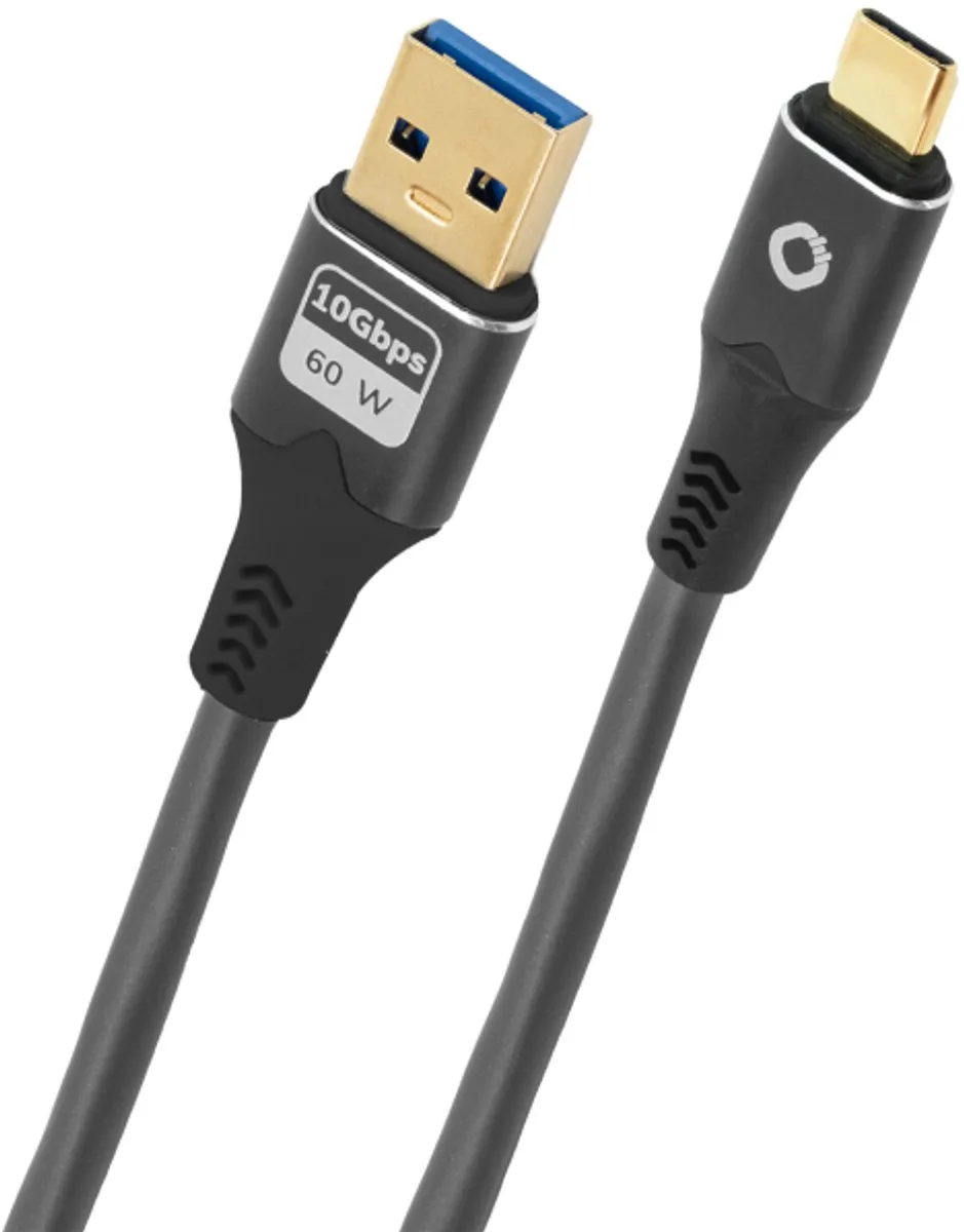 D1C9371 USB-kabel USB 3.2 Gen1 USB-C stekker, USB-A stekker 0.5 m Vergulde steekcontacten van Oehlbach in Antraciet – productfoto