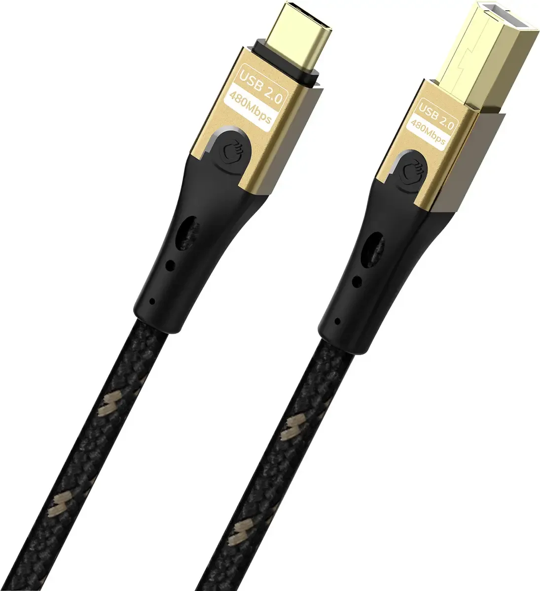 Câble USB-C USB 2.0 USB-C®, USB-B mâle 1 m noir/or blindage par tresse D1C9547 de Oehlbach en Noir, Or – photo produit