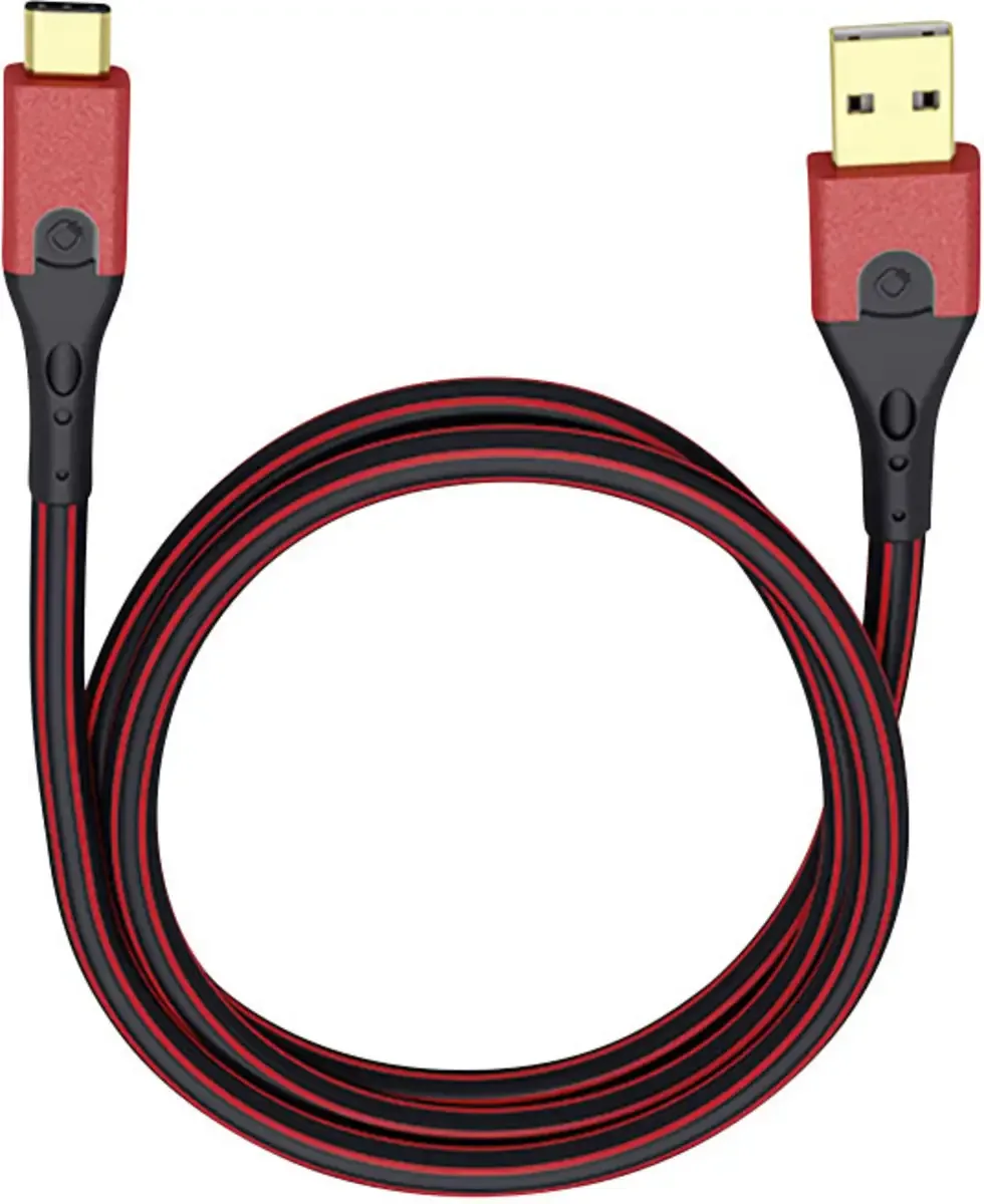 USB-kabel USB 3.2 Gen1 USB-A-stekker, USB-C-stekker 3.00 m vergulde stekkers 9443 van Oehlbach in Rood, Zwart – productfoto