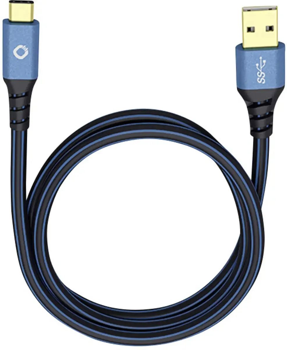 USB-kabel USB 3.2 Gen1 USB-A-hanstik, USB-C® stik 3.00 m forgyldte stik 9328 från Oehlbach i Blå – produktbild
