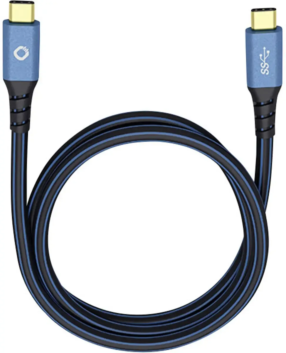 USB-kabel USB 3.2 Gen1 USB-C® stik, USB-C® stik 1.00 m forgyldte stik 9351 fra Oehlbach i Blå – produktbillede