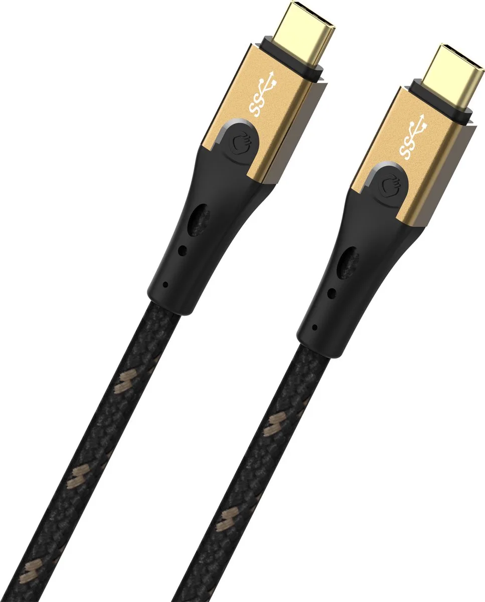 USB-kabel USB 3.2 Gen2 (USB 3.1 Gen2) USB-C stekker, USB-C stekker 0.50 m D1C9530 by Oehlbach in Black, Gold – product photo