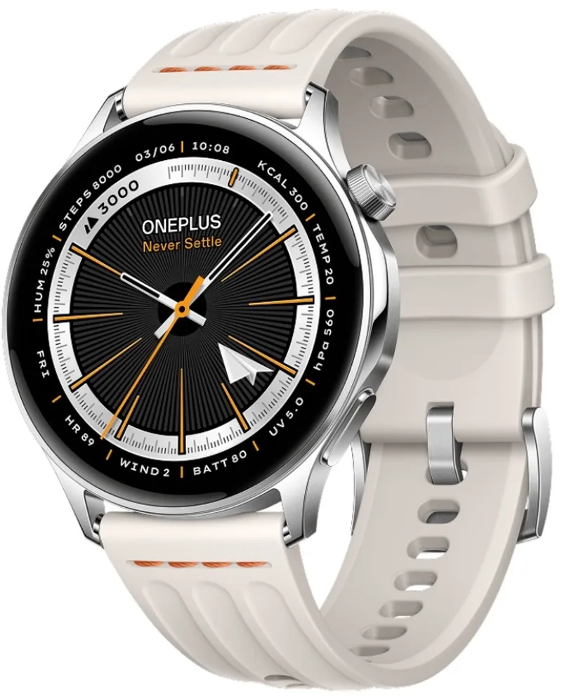 Watch Lite - Smartwatch - 45mm - Steel (Zilver) - 1.46" AMOLED - 10 dagen batterij - Dual-Band GPS - OPWWE262 by OnePlus in Silver – product photo