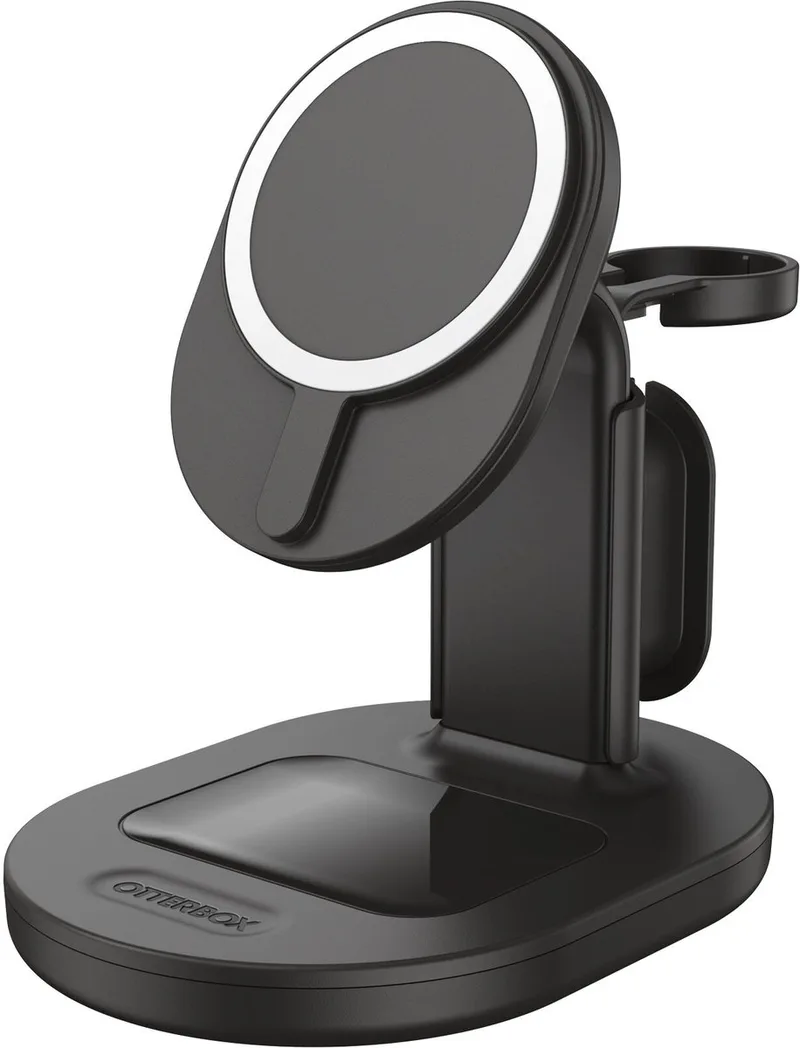 OtterBox 3-in-1 Oplader | Compatibel met MagSafe | Magnetische Draadloze Lader iPhone, AirPods (Pro) en Apple Watch fra OtterBox i Sort – produktbillede