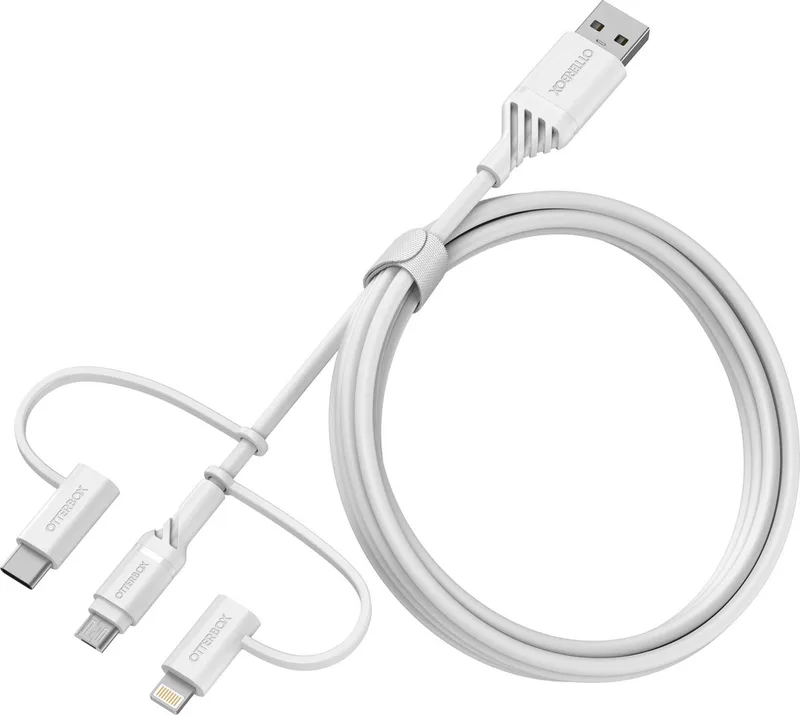 Otterbox 3in1 USB naar Micro/ Apple Lightning/ USB-C Kabel - 1M by OtterBox in White – product photo