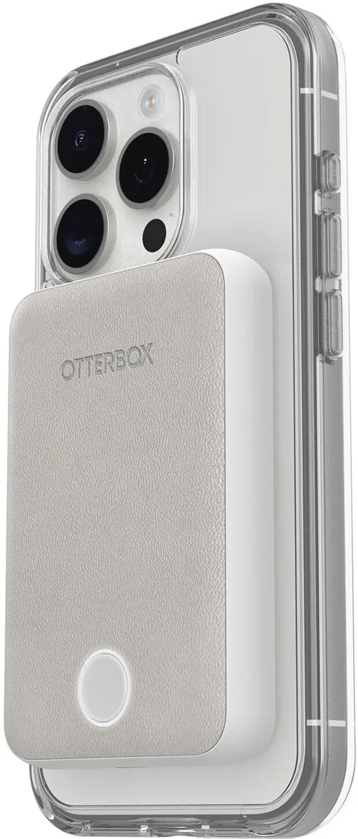 Otterbox 5.000 mAh Magnetische Draadloze Powerbank - Compatibel met MagSafe - Reisformaat - Ultra Dun - Compact - Beige/Wit