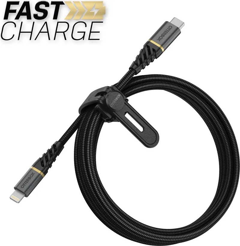 Premium USB-C naar Lightning kabel - 2M van OtterBox in Zwart – productfoto