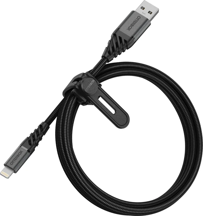Premium USB naar Apple Lightning kabel - 1M van OtterBox in Zwart – productfoto