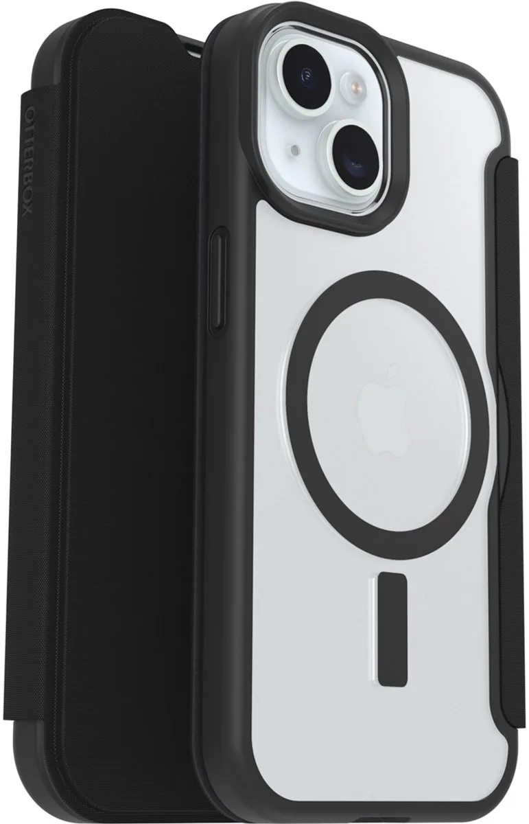 React Folio - Hoesje Geschikt voor Apple iPhone 15/14/13 - Book Case met Pasjeshouder voor 1 Pasje - Transparant från OtterBox i Svart – produktbild