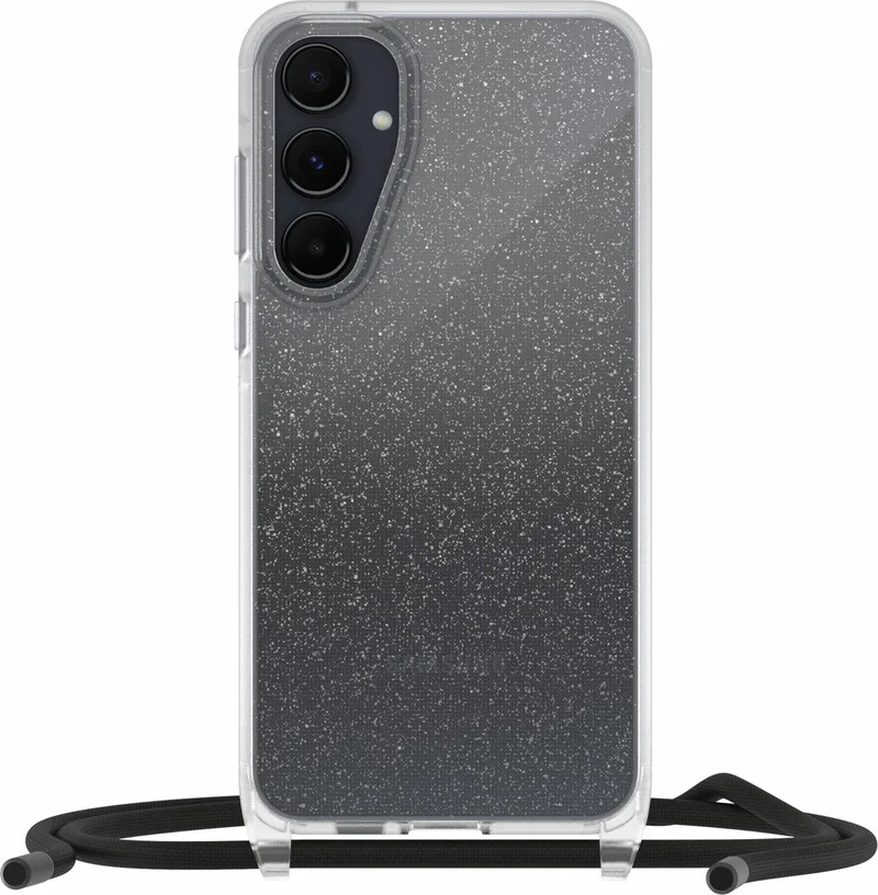 React Necklace - Geschikt voor Samsung Galaxy A55 - Hoesje met Koord - Glitter fra OtterBox i Gennemsigtig, Glitter – produktbillede