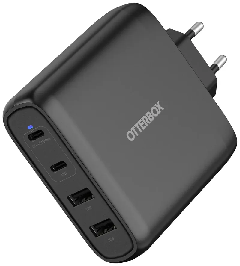 Standard EU USB C USB-oplader 100 W 2x USB-C, 2x USB-A USB PD Binnen van OtterBox in Zwart – productfoto