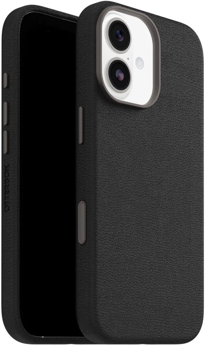 Symmetry Cactus - Geschikt voor iPhone 17 - Leren Magsafe Backcover fra OtterBox i Sort – produktbillede