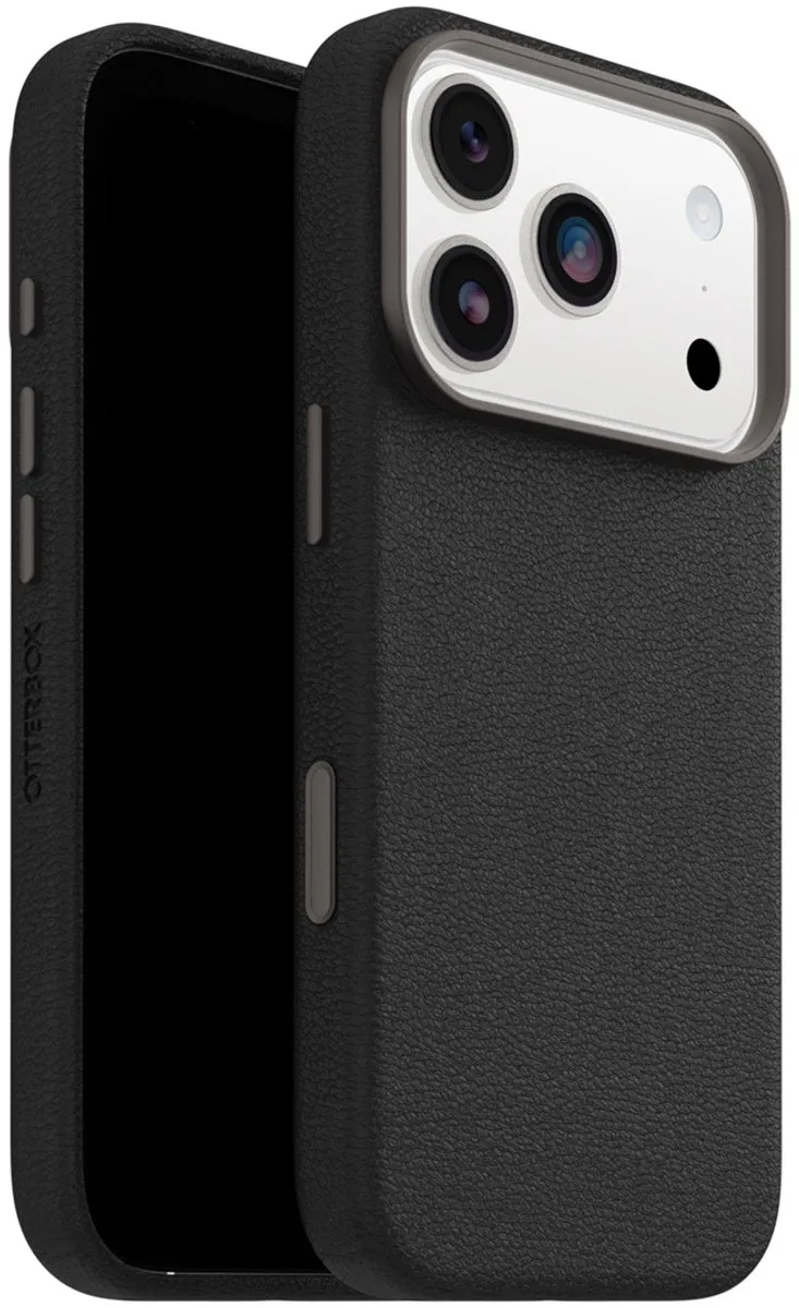 Symmetry Cactus - Geschikt voor iPhone 17 pro - Leren Magsafe Backcover fra OtterBox i Sort – produktbillede