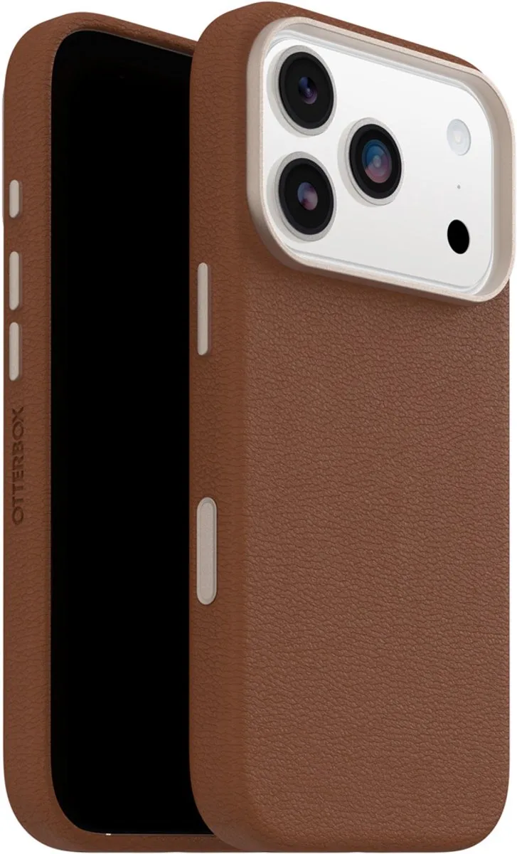 Symmetry Cactus - Geschikt voor iPhone 17 Pro - Leren Magsafe Backcover - Desert Sadle van OtterBox in Bruin – productfoto