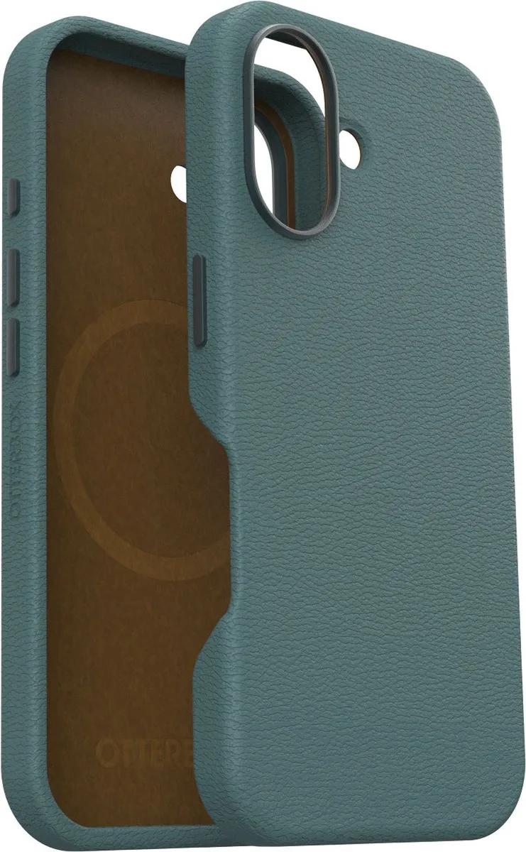 Symmetry Cactus Leather Case Apple iPhone 16 Juniper Sprig van OtterBox in Blauw – productfoto