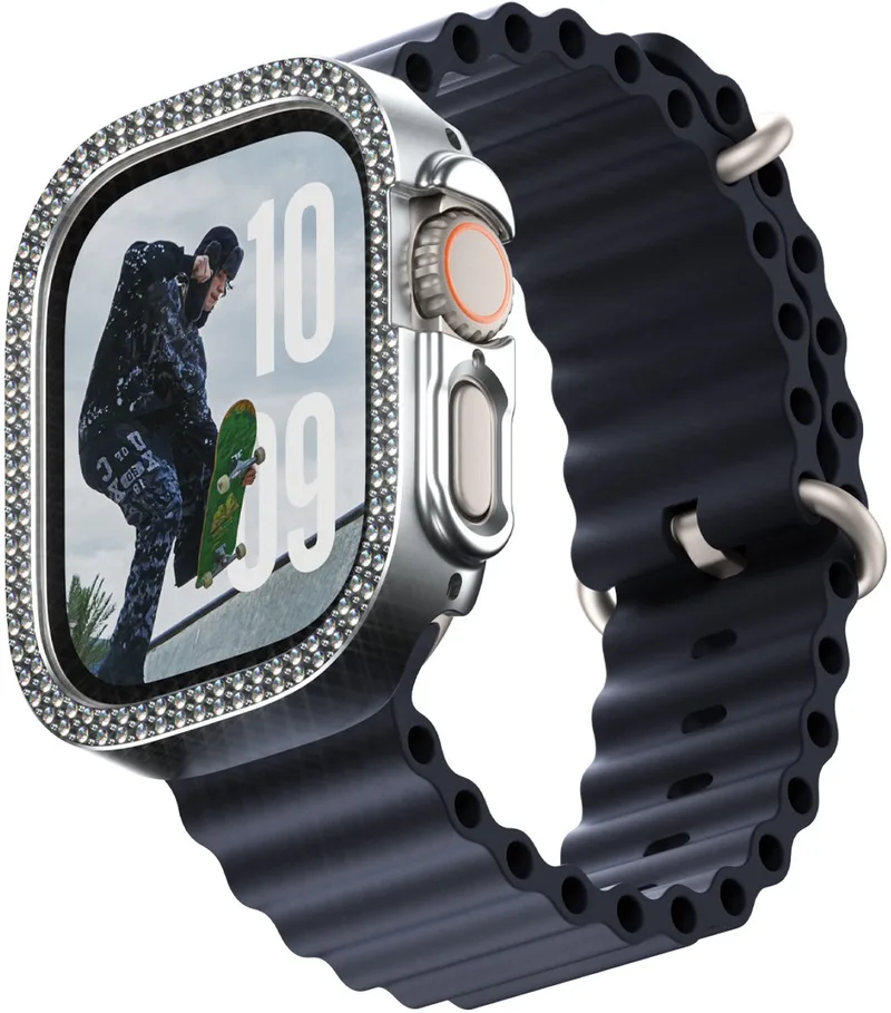 Bling Bumper voor de Apple Watch Ultra / Ultra 2 / Ultra 3 - 49 mm - Silver de PanzerGlass en Argent – photo produit