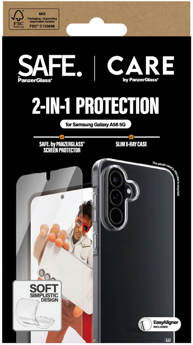 CARE by PanzerGlass Fashion Backcover XR + Ultra-Wide Fit Screenprotector incl. applicator geschikt voor Samsung Galaxy A56 från PanzerGlass i Transparent – produktbild