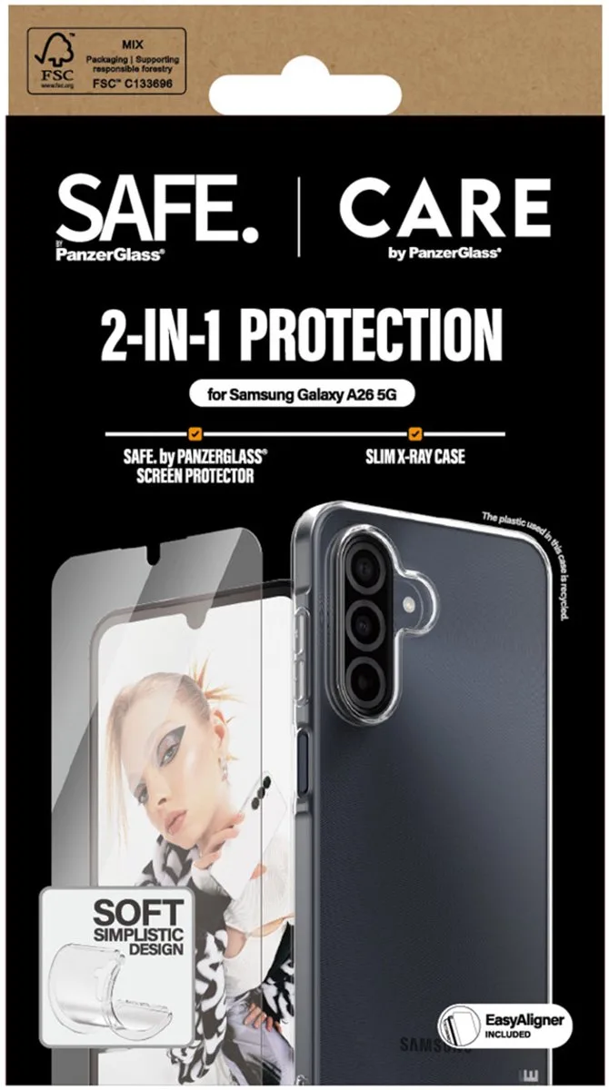 CARE by PanzerGlass Fashion Backcover XR + Ultra-Wide Fit Screenprotector incl. applicator geschikt voor Samsung Galaxy A26 från PanzerGlass i Transparent – produktbild