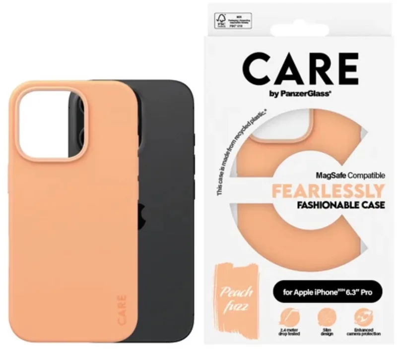 CARE by PanzerGlass Fashionable Case Peachy w. MagSafe iPhone 16 Pro från PanzerGlass i Rosa – produktbild