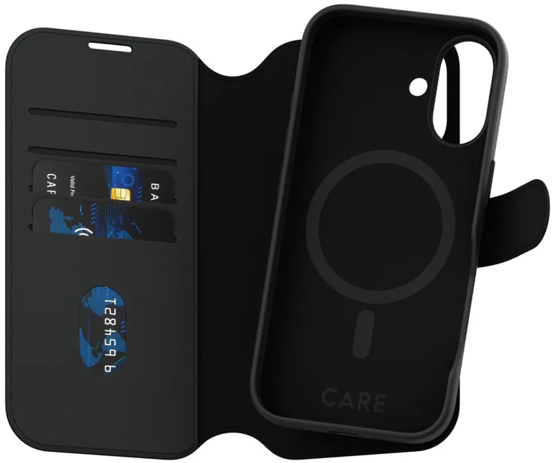 CARE by PanzerGlass Feature Case Tango Two-in-One Wallet w. MagSafe iPhone 16 by PanzerGlass in Black – product photo