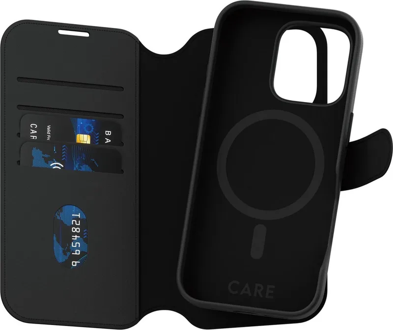 CARE by PanzerGlass Feature Case Tango Two-in-One Wallet w. MagSafe iPhone 16 Pro von PanzerGlass in Schwarz – Produktfoto