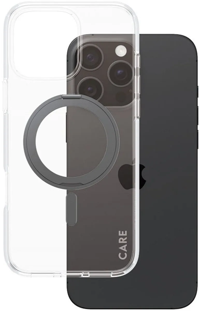 CARE by PanzerGlass Feature Case - Transparant w. - Kickstand & MagSafe iPhone 16 Pro Max fra PanzerGlass i Sort – produktbillede